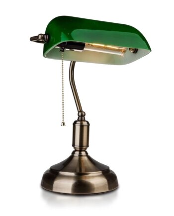 Tac Klassisk Skrivebordslampe Grønt Glas Meter Ledning E27 Fatning Uden Lyskilde Maks 60w