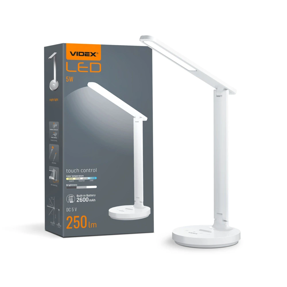 Genopladelig Led Skrivebordslampe Touch Dæmpbar Cct 2600mah Batteri Hvid Inkl Usb Kabel Dæmpbar : Dæmpbar Kulør : Neutral