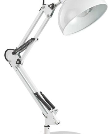 Bordlampe Ideal Lux Kelly Hvid Metal Skrivebordslampe Med Fleksibel Arm Ø150 Base Ip20 E27 Fatning 42w