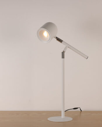 Klassisk & Minimalistisk Skrivebordslampe Med Base & Transformbar Arm Hvid
