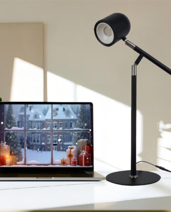 Klassisk & Minimalistisk Skrivebordslampe Med Base & Transformbar Arm Sort