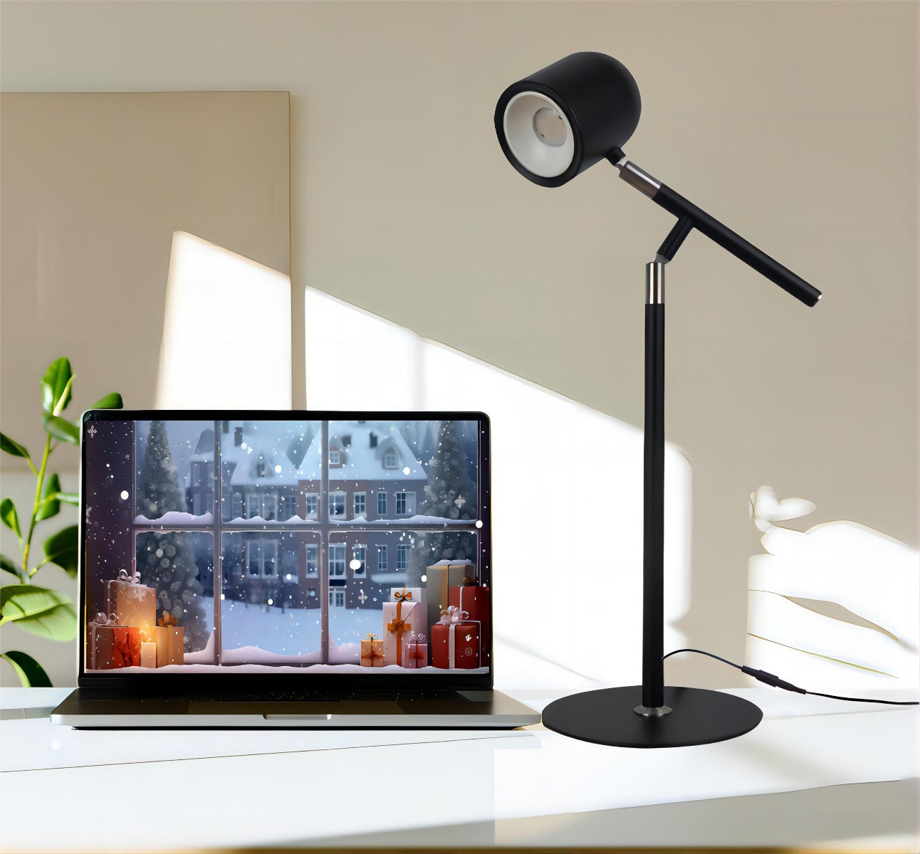 Klassisk & Minimalistisk Skrivebordslampe Med Base & Transformbar Arm Sort