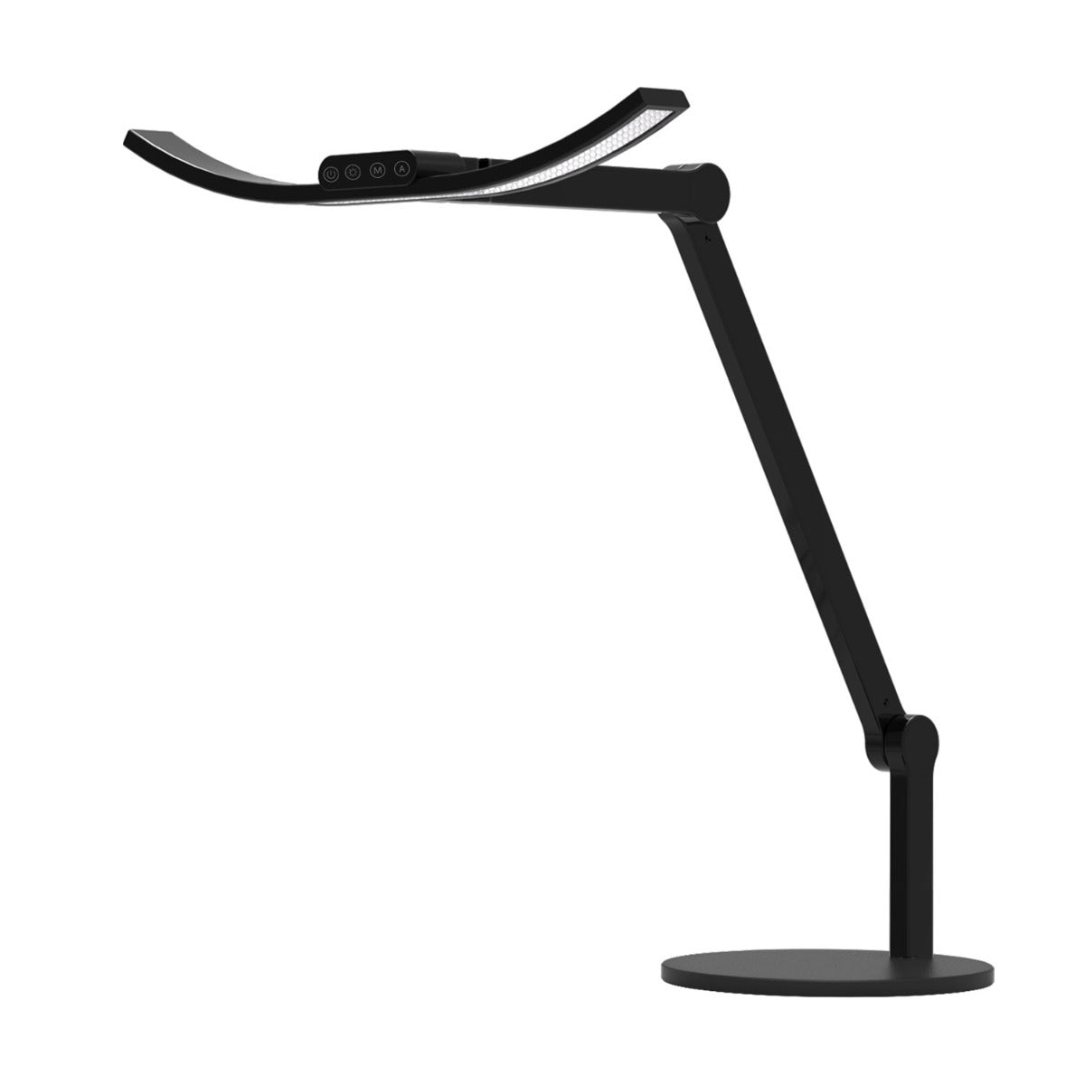 Kurvet Skrivebordslampe Med Svingarm Base 1600 Lumen Sort Mindre Version