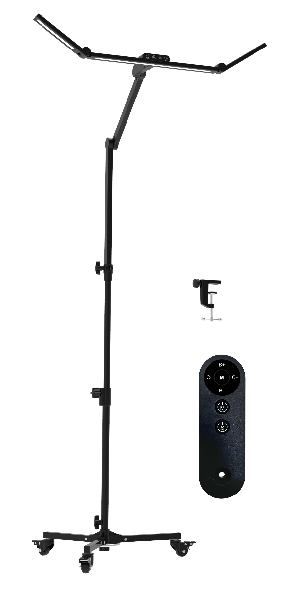 Led Gulvlampe Transformbar Med Svingarm Hjul 1380 Lumen