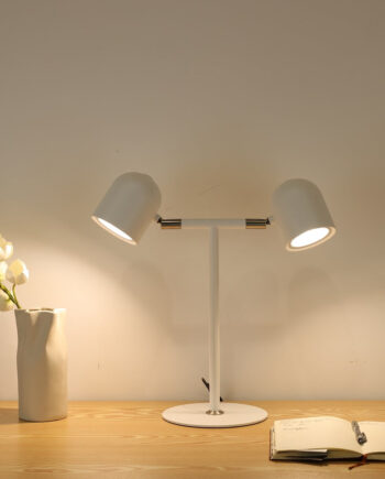 Minimalistisk Skrivebordslampe Med Base & Lamper Hvid