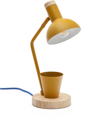Skrivebordslampe Kave Home Katia Sennep Rustik Med Justerbar Skærm Blyantholder