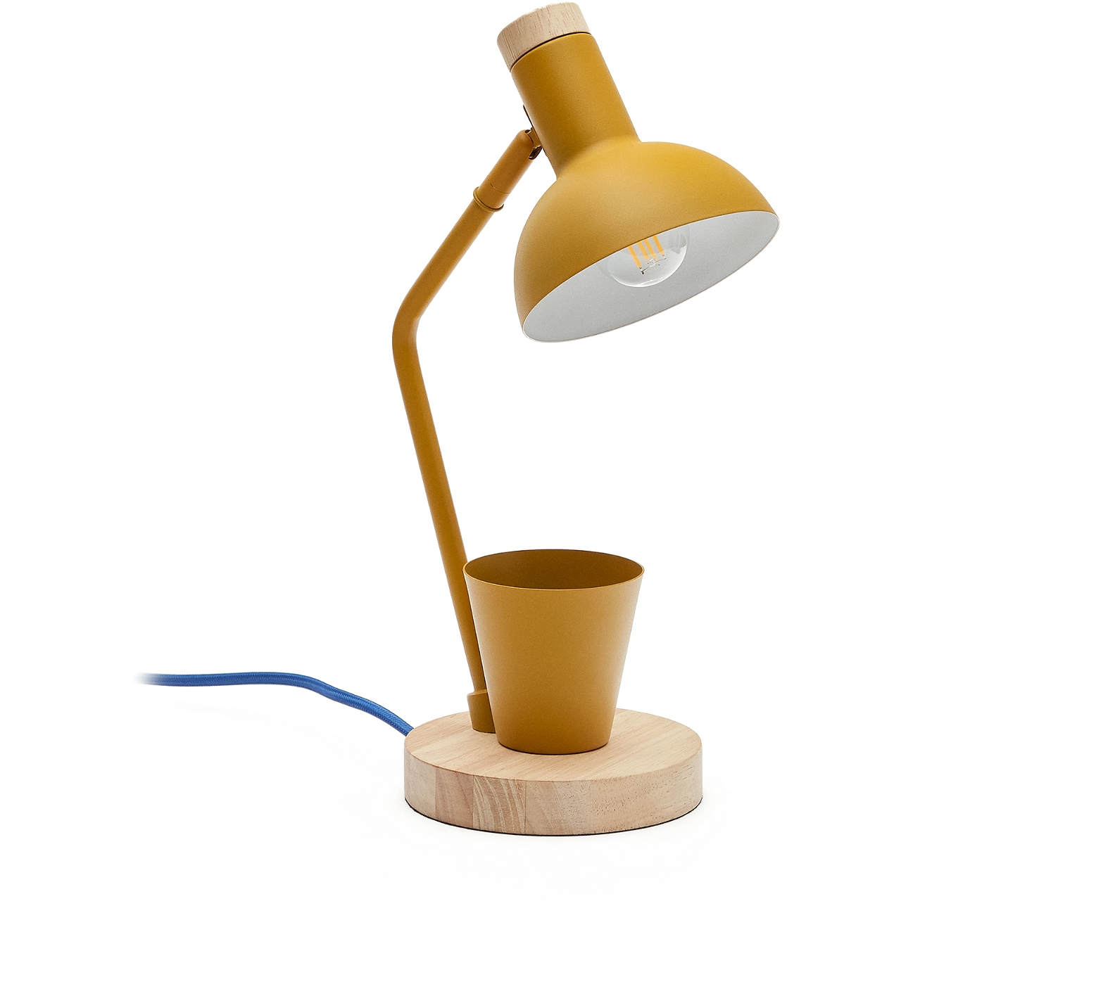 Skrivebordslampe Kave Home Katia Sennep Rustik Med Justerbar Skærm Blyantholder