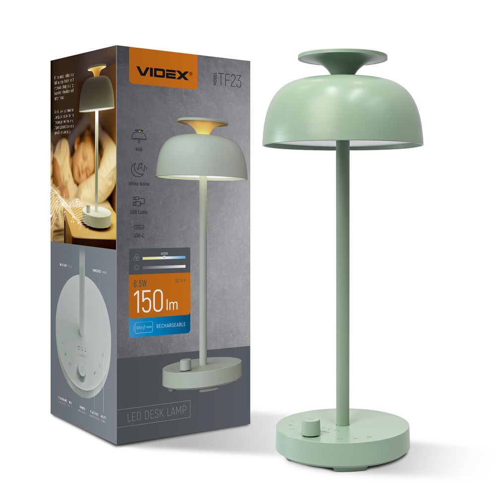 Genopladelig Led Skrivebordslampe Med White Noise Neutral Hvid Rgb Grøn Inkl Lyskilde Dæmpbar : Dæmper Indbygget Kulør : Neutral
