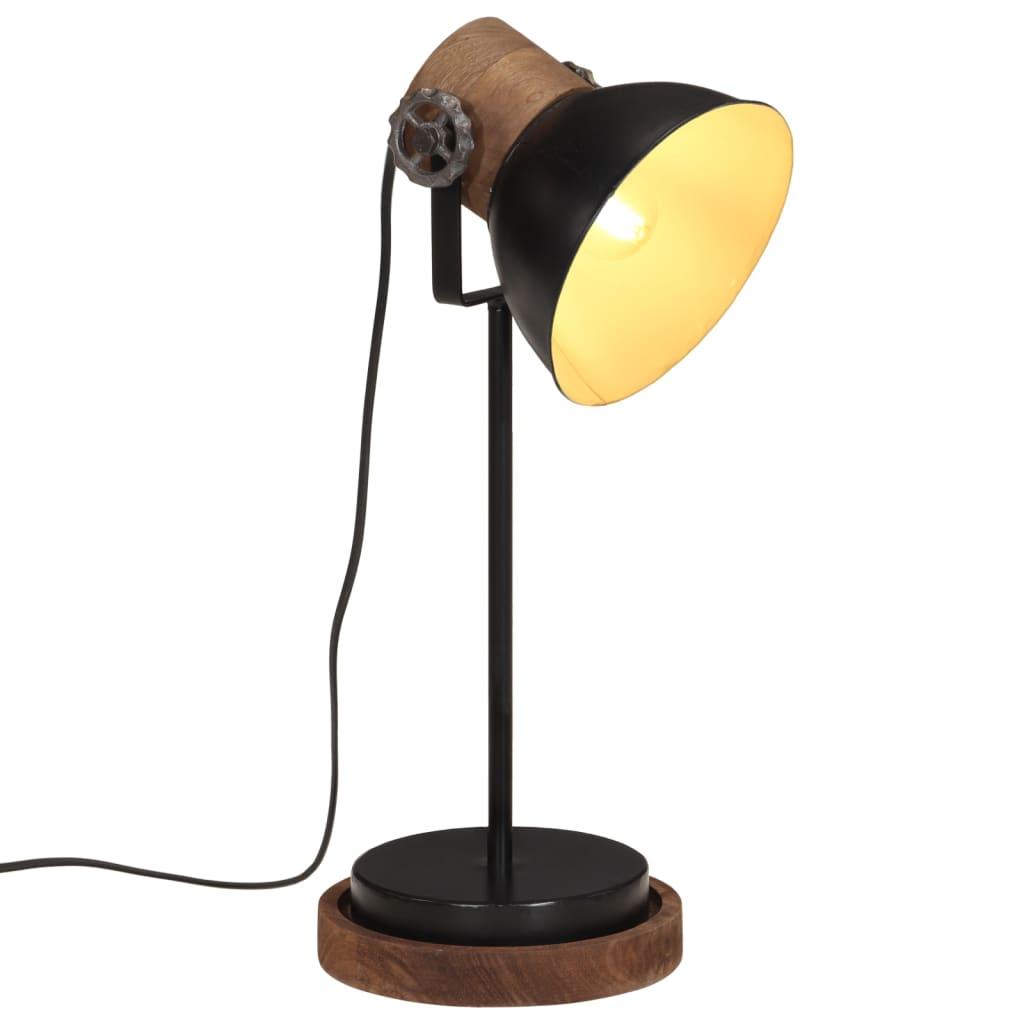 Skrivebordslampe Jern Mangotræ E27   Sort