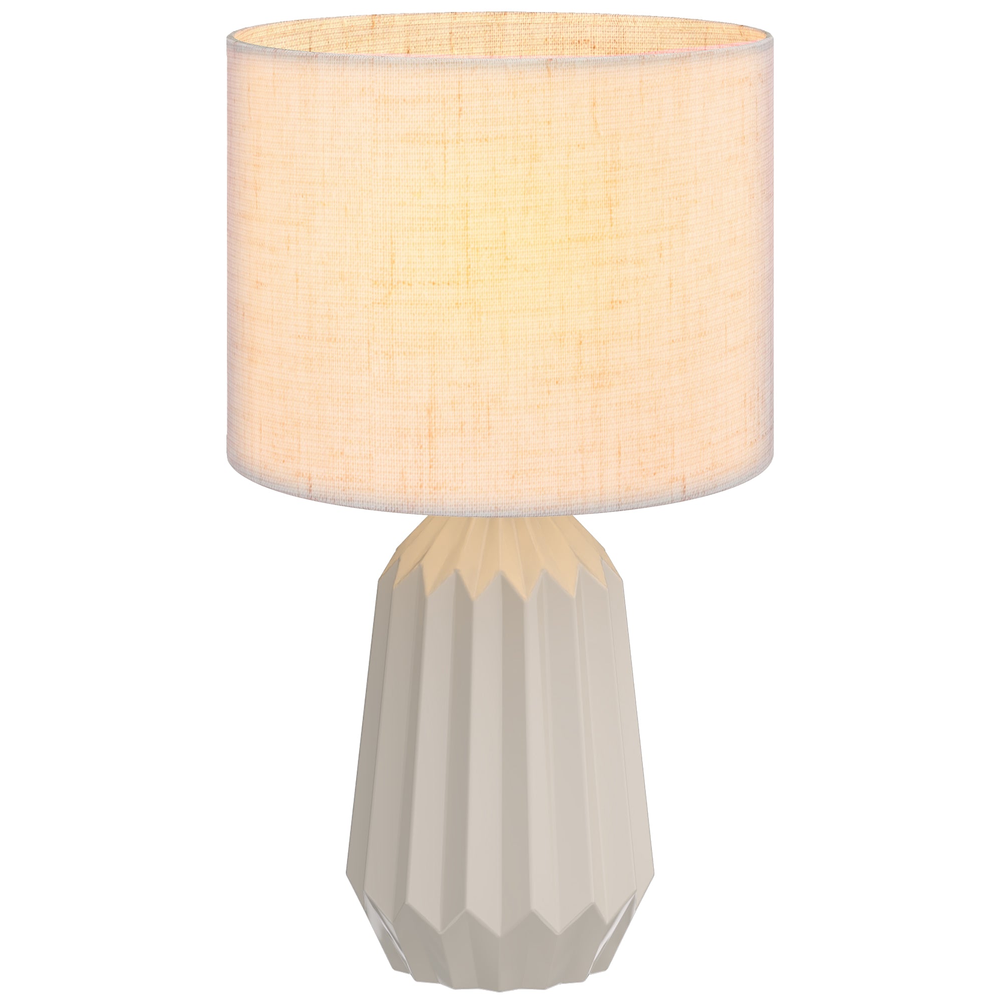 Bordlampe Sengelampe Med Linnedskærm Vippekontakt Skrivebordslampe Beige